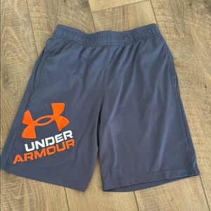 Under Armour Gray and Orange Athletic Shorts Lightweight Elastic Waist